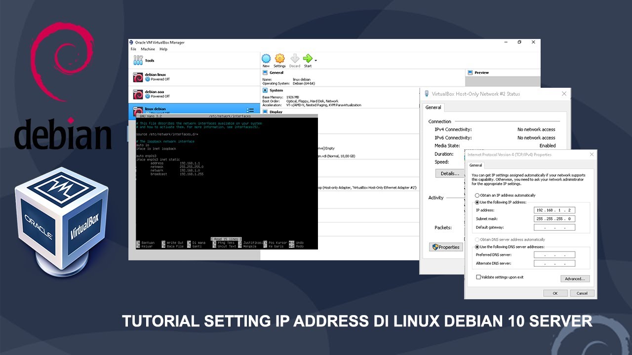 Tutorial Cara Setting Ip Address Di Debian 10 Server Untuk Pemula - YouTube