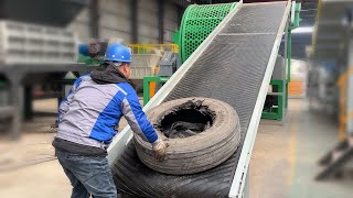 Shredding Waste Tires | Rubber Wheels Recycling Shredder