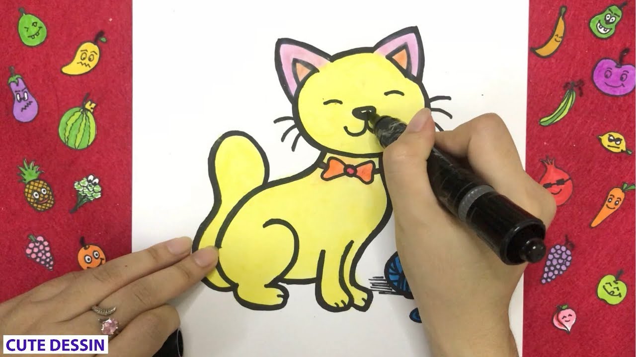 Comment Dessiner Et Colorier Un Chat Mignon Facilement Etape Par Etape 3 Dessin Chat Social Useful Stuff Handy Tips