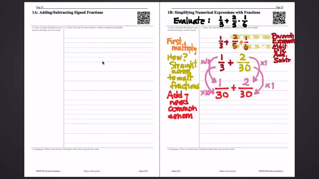 095.1 Note Taking In Mathematics (Cornell Method)