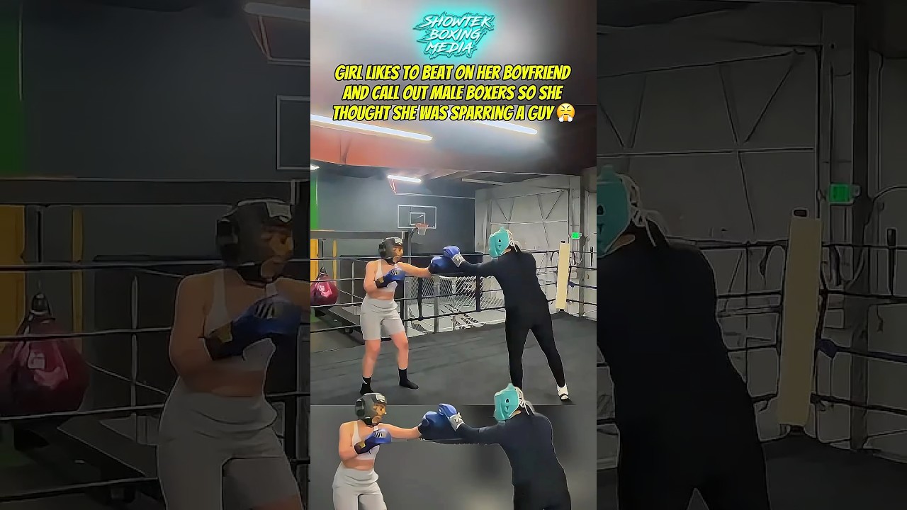 She thought she was sparring a guy 👀