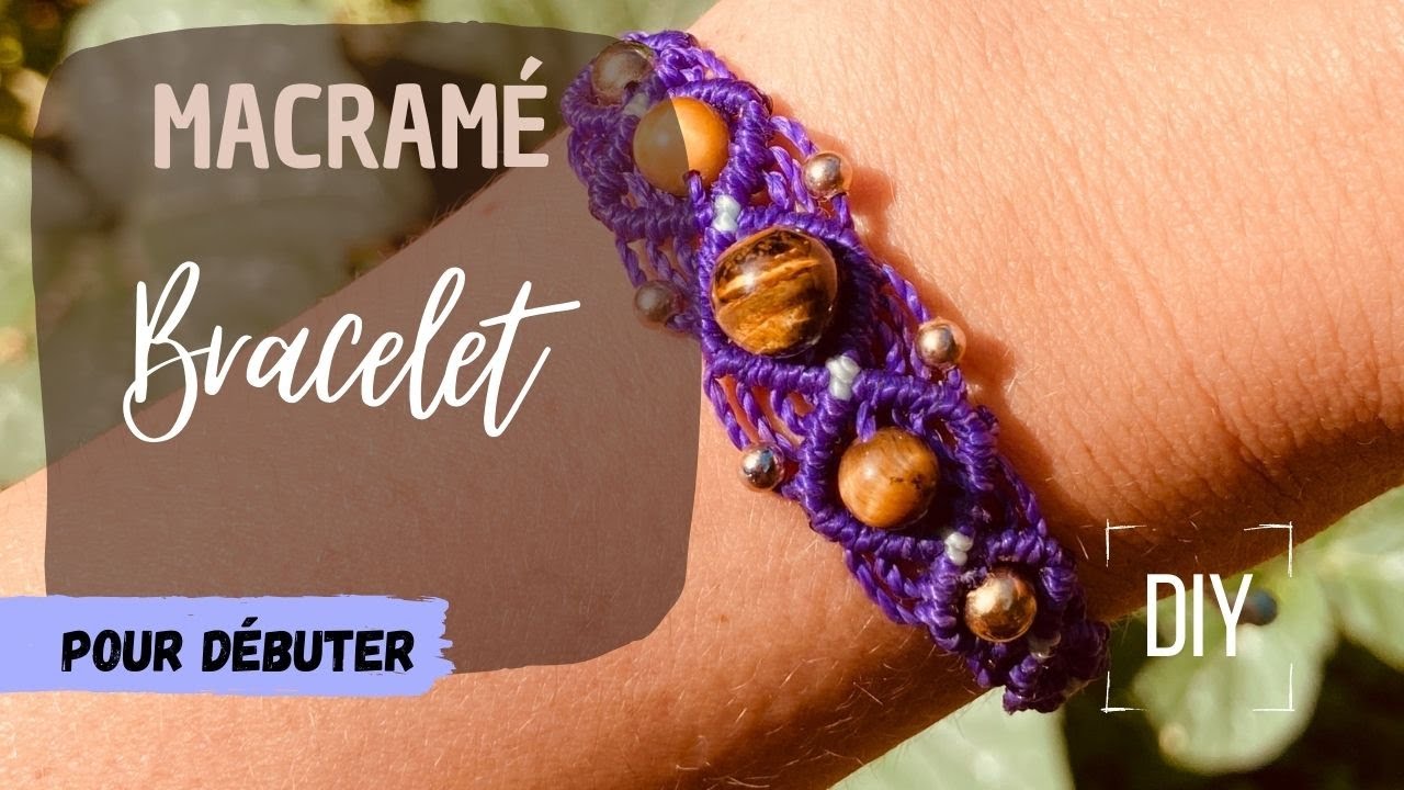 TUTO comment faire un bracelet en micro macramé et perles - YouTube