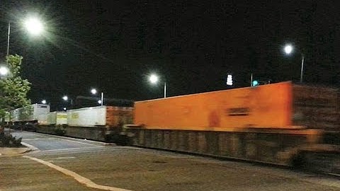 CSXT Q032 Intermodal UPS Trailer train crossing Hay Street Fayetteville, NC