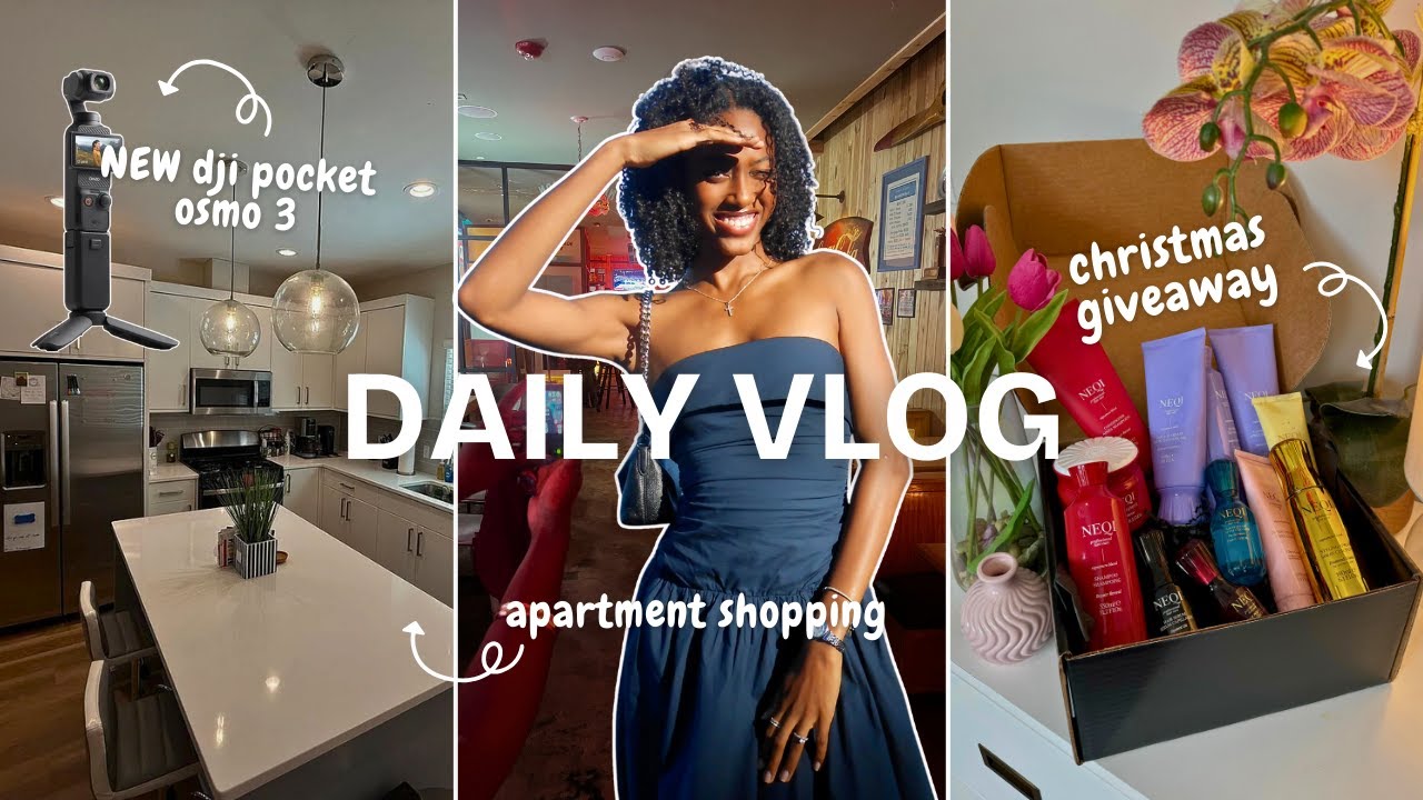DAILY VLOG | new dji osmo pocket 3, apartment shopping, cleaning, birthday haul + christmas giveaway