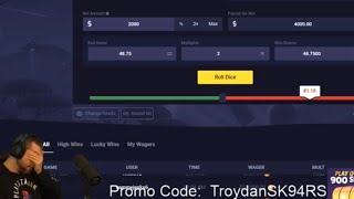 Troydan loses 5K gambling from playing DICE.