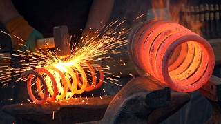 Forging a Razor Sharp Knife from a Car Coil Spring (ASMR)
