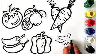 Learn Vegetables For Nursery Kids Part - 1 Vegetables Drawing And Colouring Colouring Pages