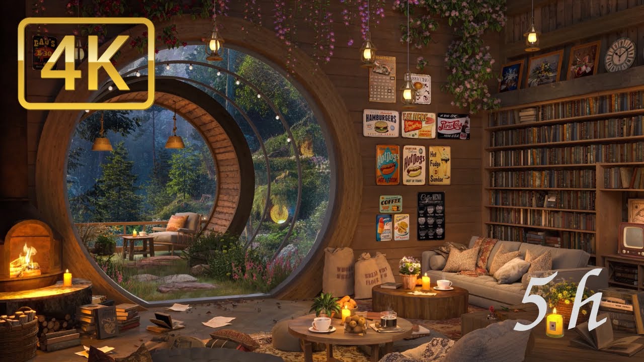 【睡眠用】雨音と暖炉のくつろぎ空間🌿 心安らぐ5時間｜4K Rain & Fireplace Sounds for Deep Relaxation