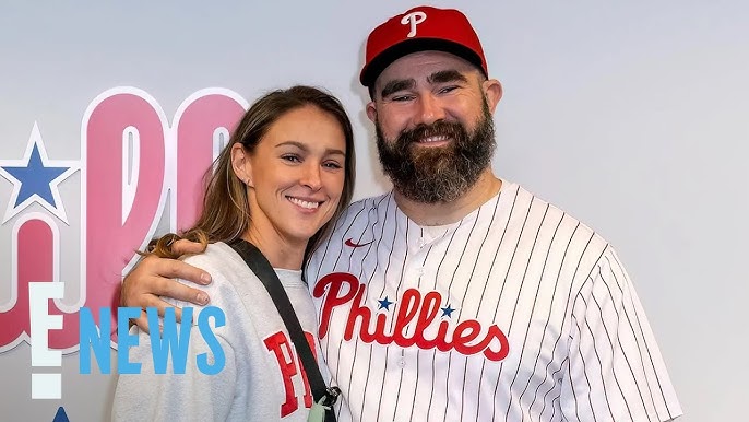 Jason Kelce Throws First Pitch At Philadelphia Phillies Game As Wife Kylie Cheers Him On