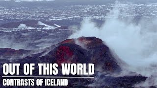 The Contrast Of Iceland - Blowing Snow Over Fresh Lava Mixed With Steam & Gas