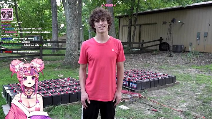 Ironmouse Reacts to Styropyro 100 car batteries wired in parallel!