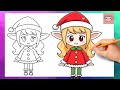 How To Draw Cute Christmas Elf Girl | Easy Drawing Tutorial
