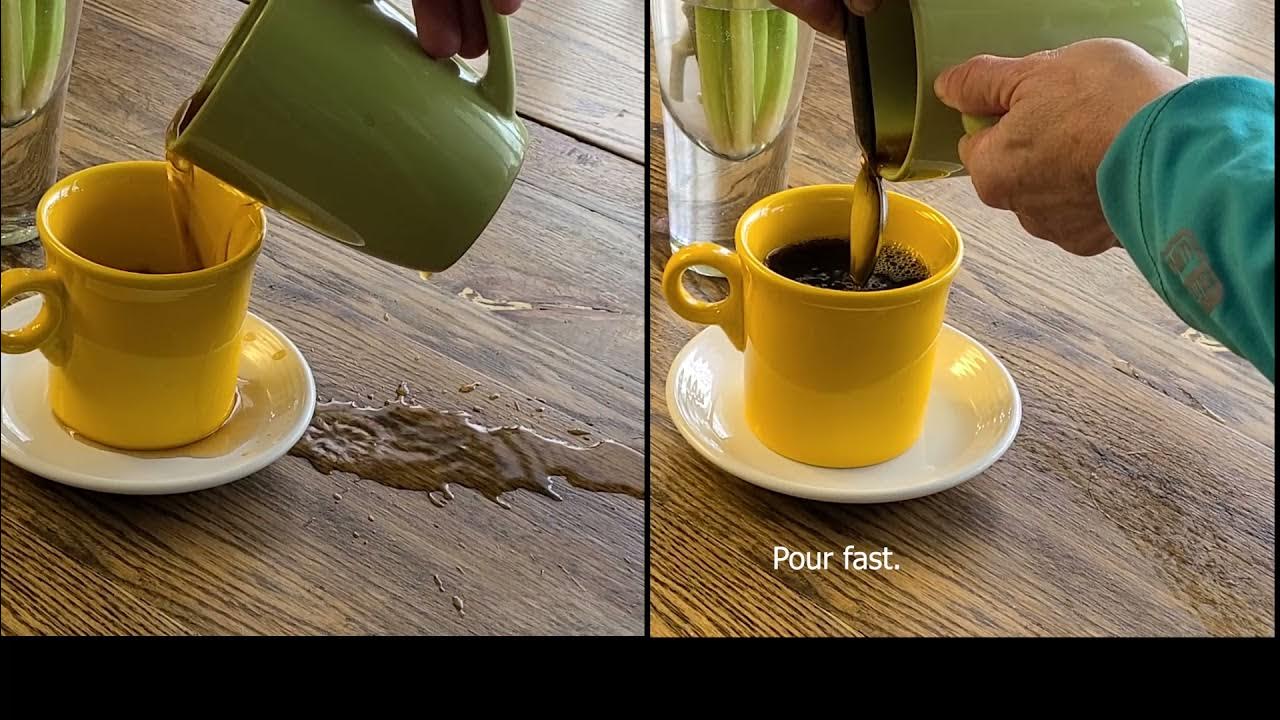 Pouring without spilling, dripping, or making a mess (12 second video