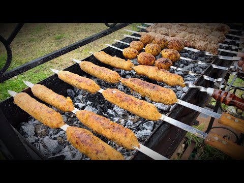 Лучший Гарнир к Шашлыку. Картофель на мангале. Люля кебаб из картошки.