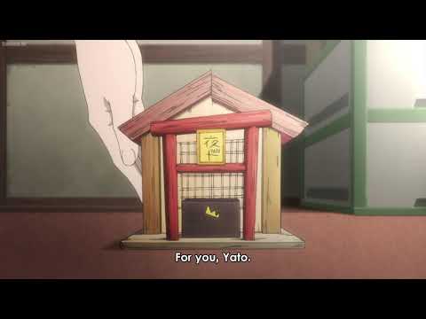 Hiyori offers Yato a shrine