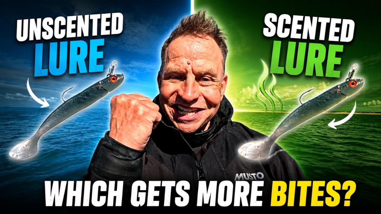YouTube thumbnail: Do scented lures really catch more UK sea bass than unscented lures?