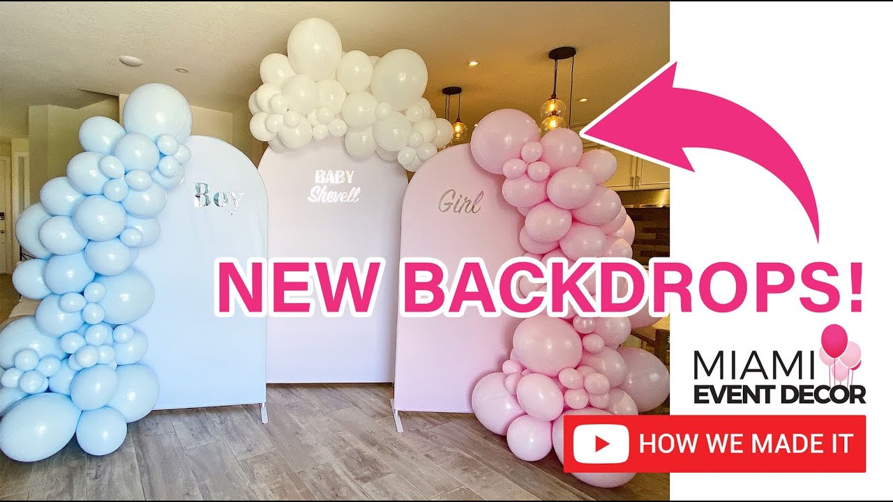 Три фона с гирляндой из воздушных шаров для вечеринки по случаю раскрытия пола ребёнка | Воздушны...