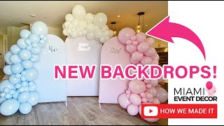 Three backdrops with balloon garland for Gender Reveal Party | DIY balloons | Gender Reveal Balloons