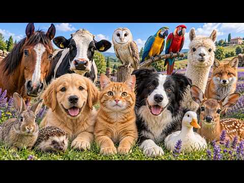 Cute Animal Sound Learn Wild and Farm Animals🐱🐮🐑🐴Animal sound for kids 🦒🐧🐱