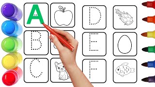 Alphabet, ABC song, ABCD, A to Z, Kids rhymes, collection for writing along dotted lines for toddler