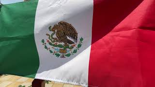 Mexican Flag outside house  Bandera Mexicana 1080p FULL HD FREE STOCK FOOTAGE