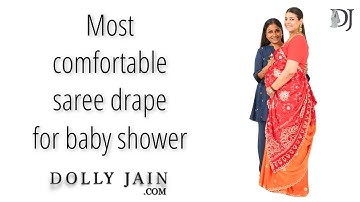 The MOST Comfortable Saree Drape for Pregnant Women | Dolly Jain saree draping on baby shower