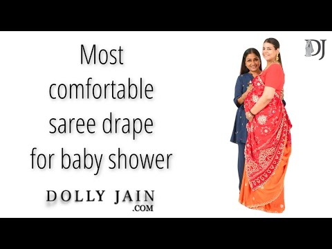The MOST Comfortable Saree Drape for Pregnant Women | Dolly Jain saree draping on baby shower