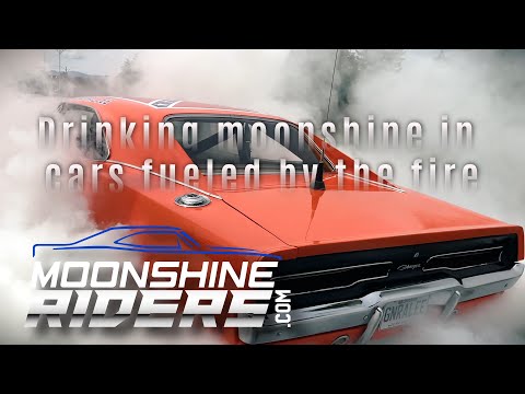 Drinking moonshine in cars fueled by the fire - The MoonshineRiders