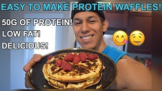 EASY TO MAKE HIGH PROTEIN/LOW FAT WAFFLES (50 GRAMS OF PROTEIN!)