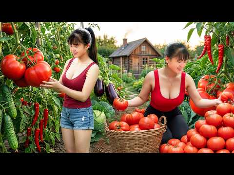 فيديو [REWIND TIMELAPSE] -- 245Days Harvesting Lots Of Tomato, Green Apples, Orange Fruit,.. Go To Sell