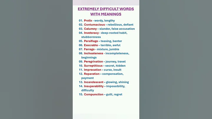 Difficult Words With Meanings. Extreme Vocabulary. English Vocabulary. Learn English