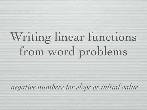 Writing Linear Functions from Word Problems Neg Numbers