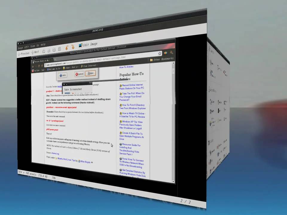 linux ubuntu 10.10 cube desktop effect compizconfig - YouTube