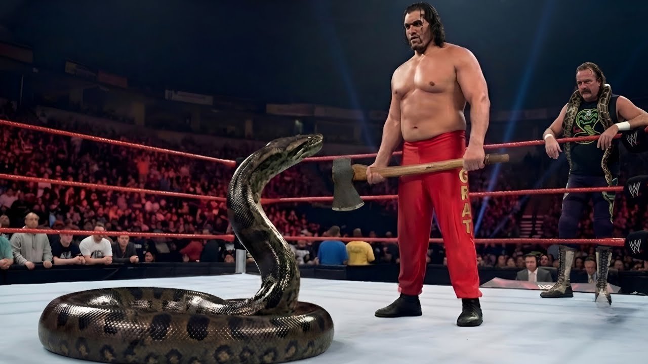 Великий Хали против Гигантской Анаконды – Самый опасный момент на ринге WWE за всю историю! 🔥💥