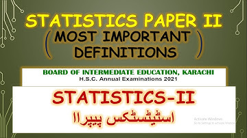 Statistics Some Most Important Definitions XII Commerce Statistics Paper II | Karachi board