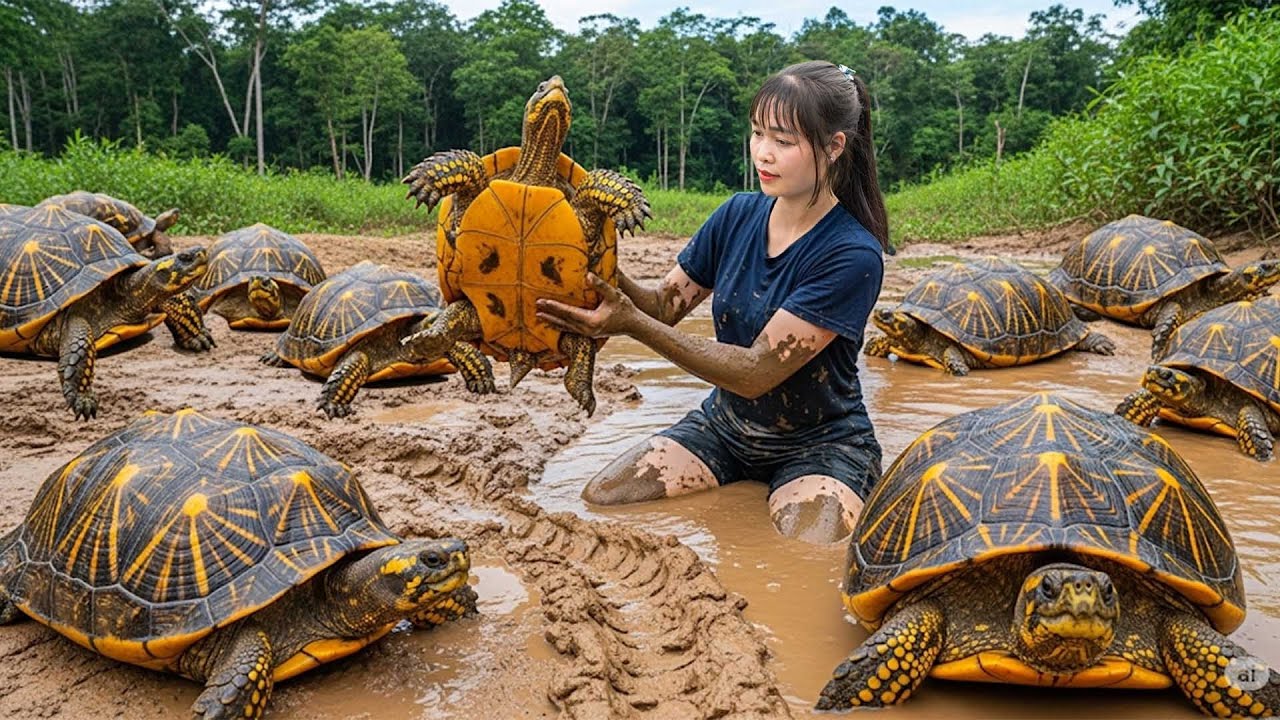 Harvesting 1000kg of Spring Turtles - Setting Traps Manually - Selling at the Countryside Market