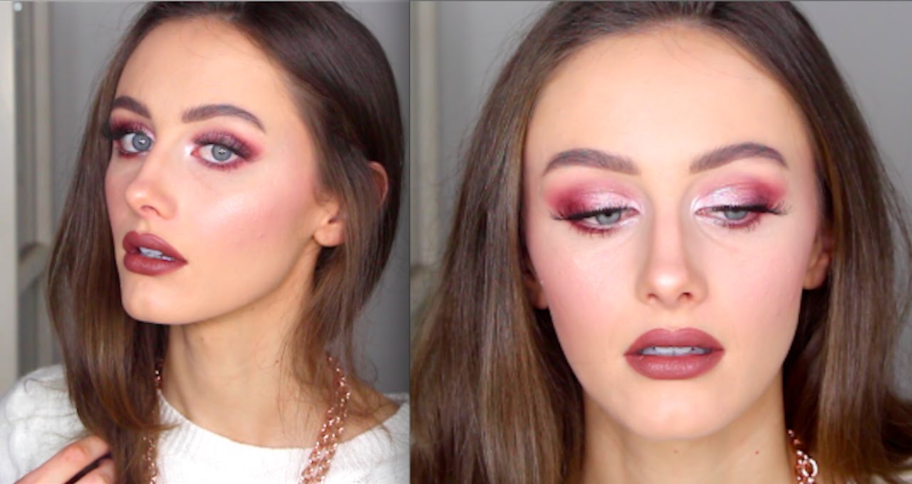 Pink Burgundy Makeup Look MAC Whirl Lipstick NYX Strawberry