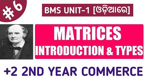 BMS || Matrices : Intro & Types || +2 2nd Year Commerce ||