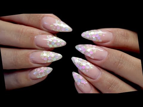 unicorn snow cone nails chunky glitter gel encapsulation acrylic nail designs with gel polish