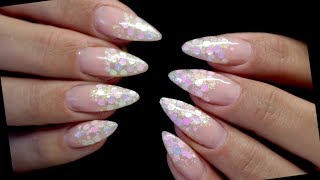 nails glitter chunky gel encapsulation unicorn snow