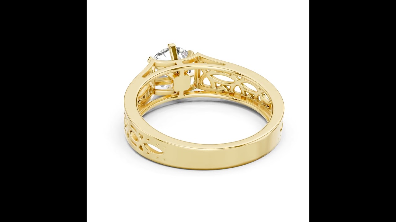 Unique Round Cut Diamond Ornate Filigree Band Ring