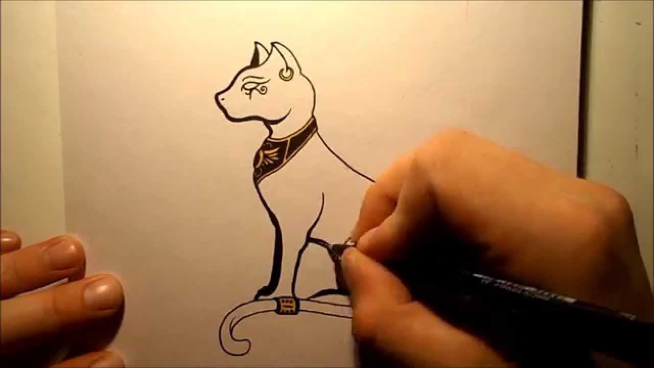 How To Draw An Egyptian Cat Youtube