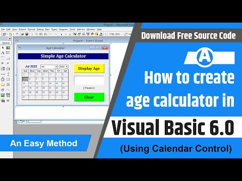 How to create age calculator in visual basic 6.0 | Age calculator with calendar control