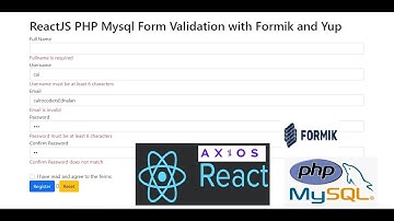 ReactJS Axios PHP Mysql Form Validation with Formik and Yup