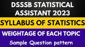 DSSSB Statistical Assistant Syllabus| Statistics Syllabus | Dsssb vacancy 2023