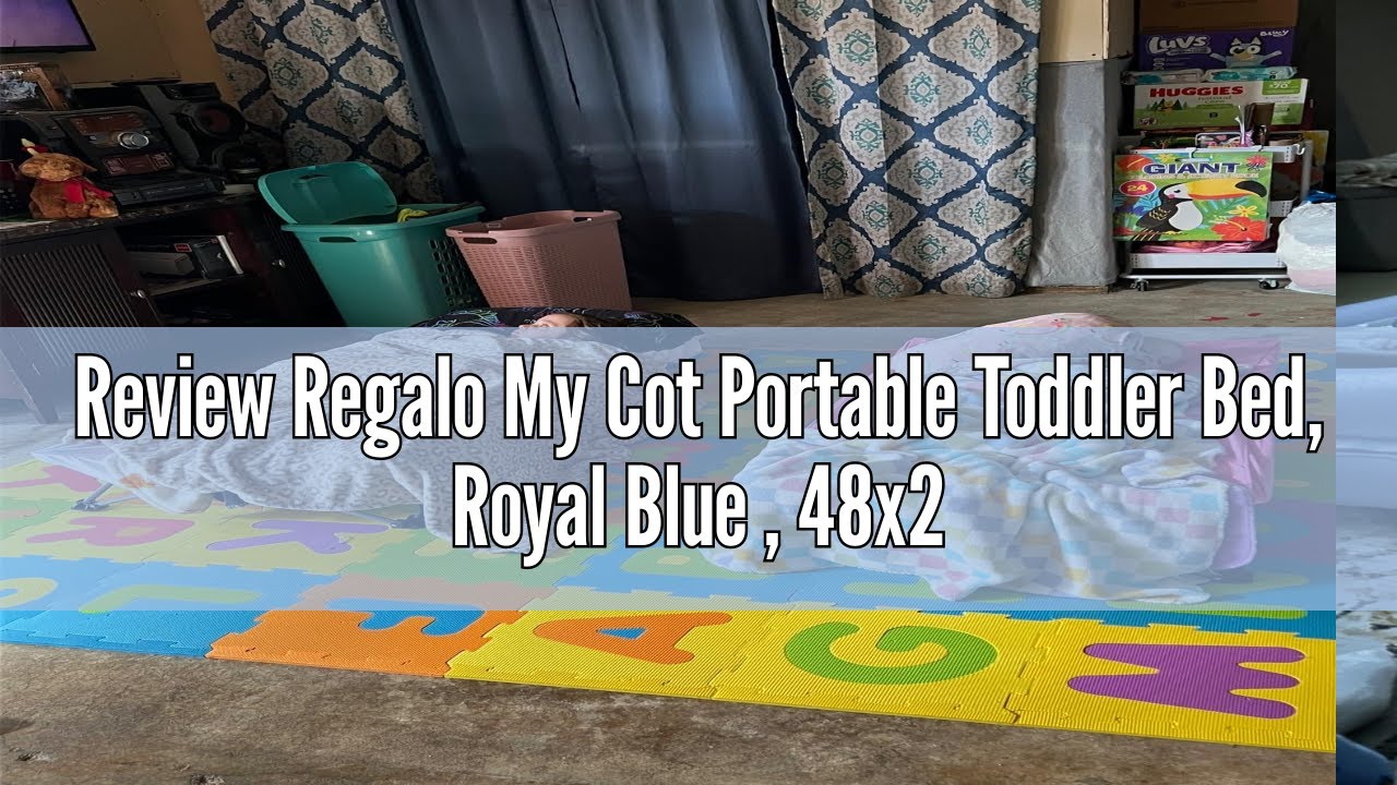 Review Regalo My Cot Portable Toddler Bed, Royal Blue , 48x24x9 Inch (Pack of 1)