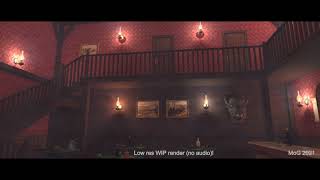 Low Res WIP: "Lighting Test, Saloon Interior" (Redshift Render, 2K, SDR)