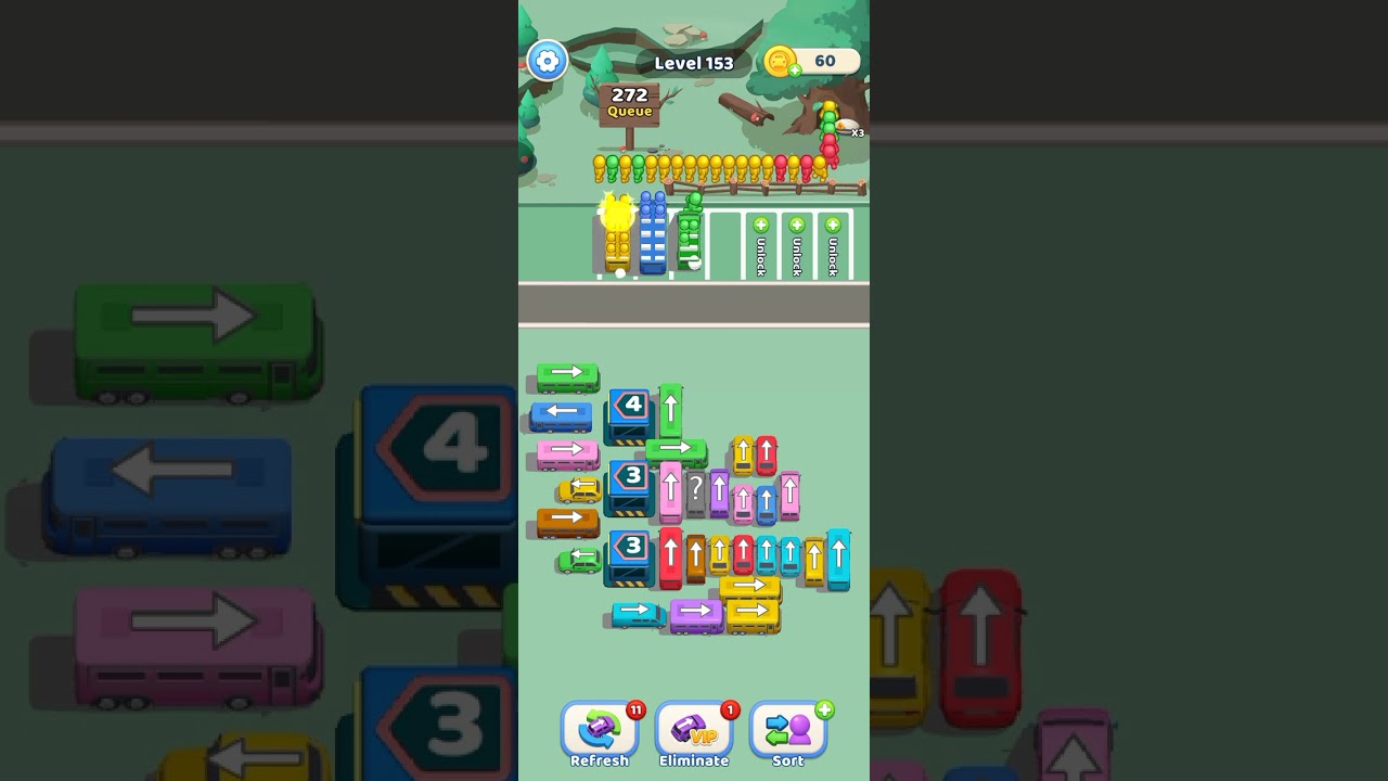 Car Jam Solver 153 level gameplay walk-through 