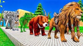 paint & animals gorilla pig tiger lion ostrich  fountain crossing screenshot 5