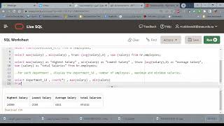 |Course IS 2511| - |Oracle SQL | - Lab 07- Aggregate Functions and Group by - Part 1|
